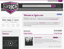 Tablet Screenshot of lyrics.com